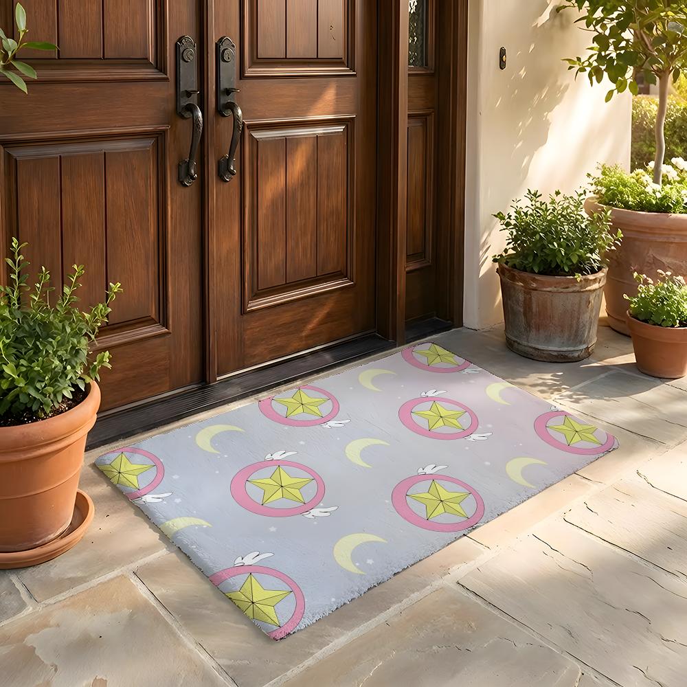 Floor Mat Soft Flannel Rug Non Slip Absorbent Mat for Bathroom Bedroom Home Decor C Cardcaptor S Sakura Cartoon