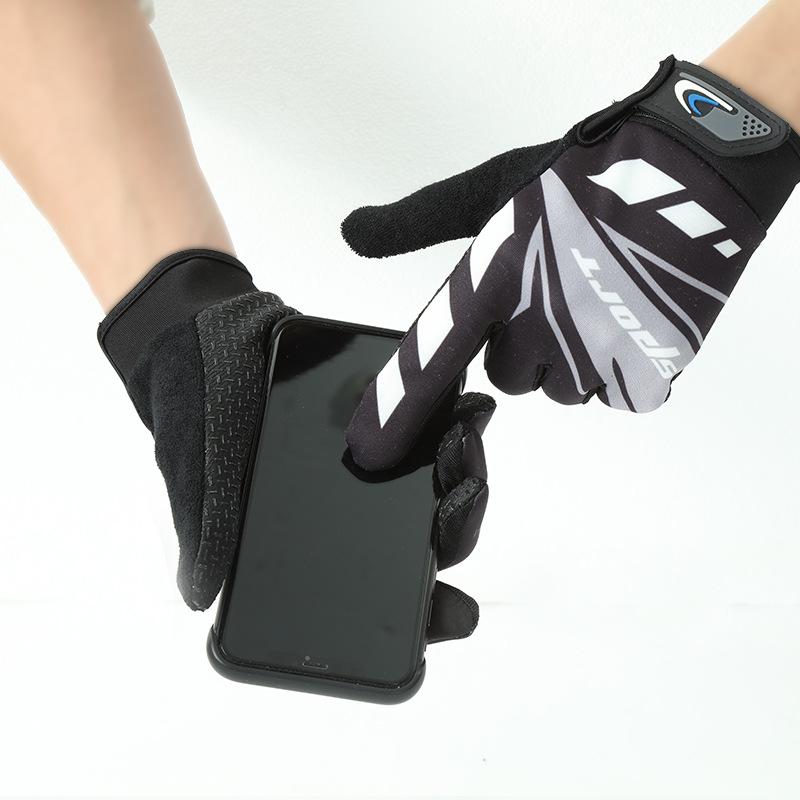 Printed Full-Finger Climbing Gloves, Touchscreen Breathable Anti-Slip Korean Fashion Outdoor Cycling Fitness Gloves