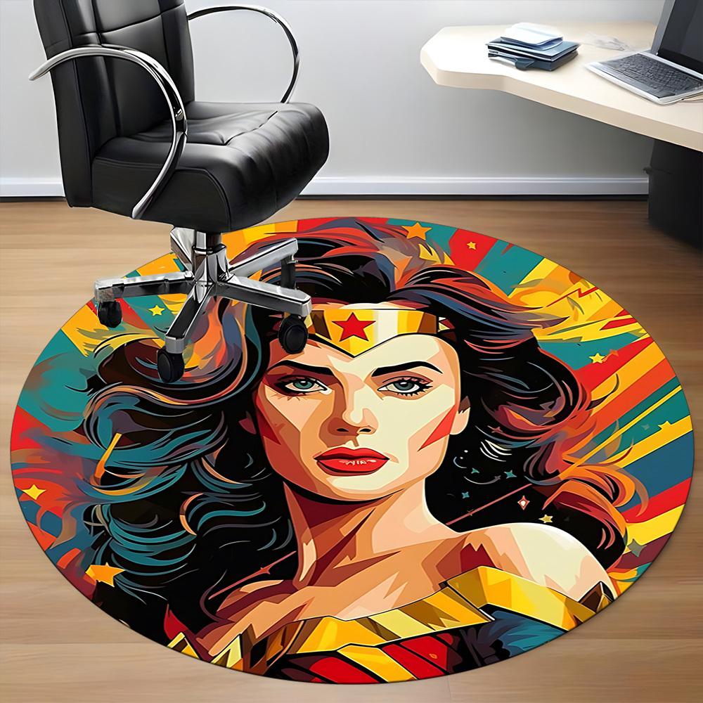 1pc Wonder Woman, Superhero Chair Carpet for Office Non-Slip, Indoor Non-Slip Washable Carpet, Non-Shedding Mat For Office yy251030075