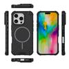 For iPhone 16 Pro Max Magnetic Case Corrugated Texture Heat Dissipation Shockproof TPU+PC Phone Back Cover