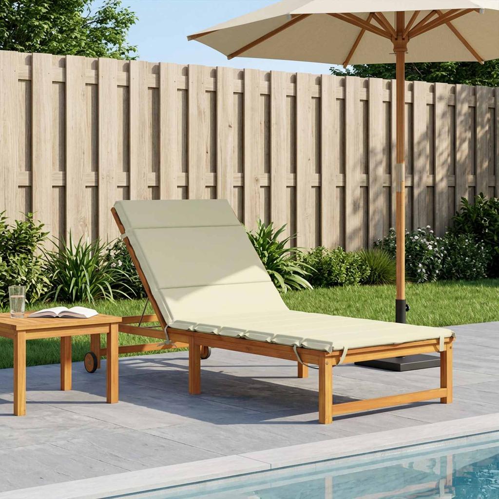 Sun Lounger Cushion GEMERT 100percent Polyester Cream 200 x 80 x 3 cm