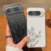 Black Floral Printed Clear TPU Phone Case For Google Pixel 9 Pro Pixel 9 Pro XL Soft Silicone Back Cover For Google Pixel 9A