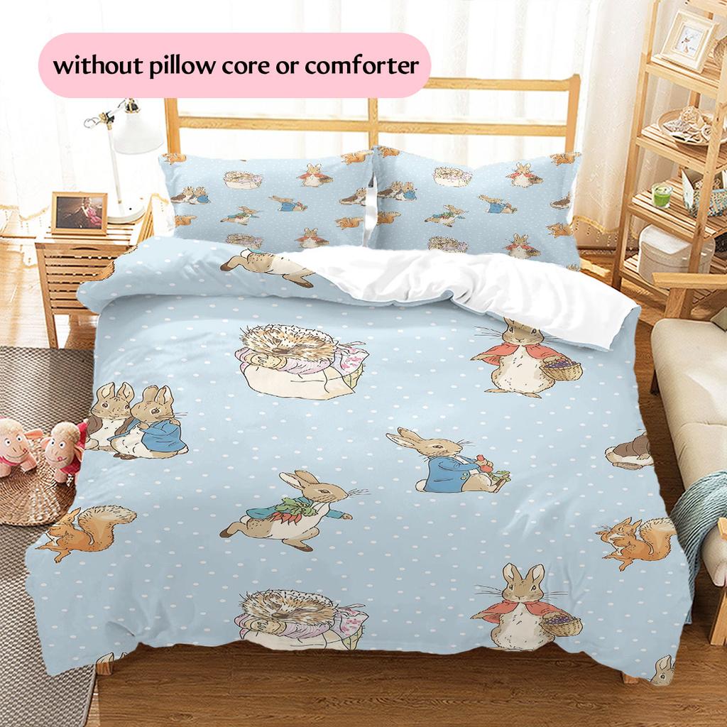 Peter Rabbit Art Pattern Bedding Home Decoration Birthday Gift ( 1 duvet cover + 2 pillowcase, without core),fan merchandise.