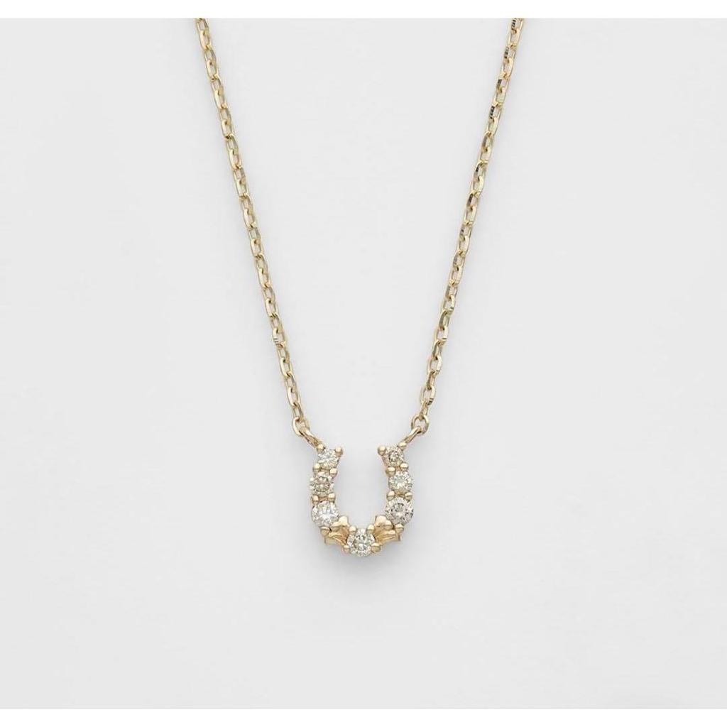 Used Agate diamond necklace K10 horseshoe