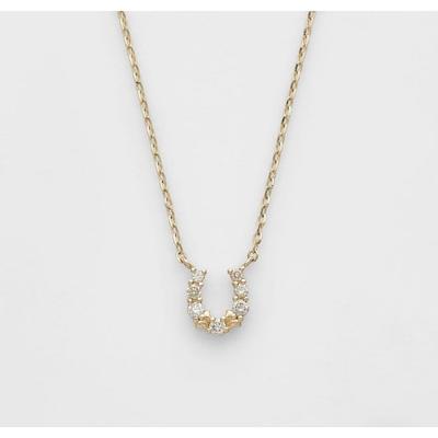 Used Agate Diamond Necklace K10 Horseshoe
