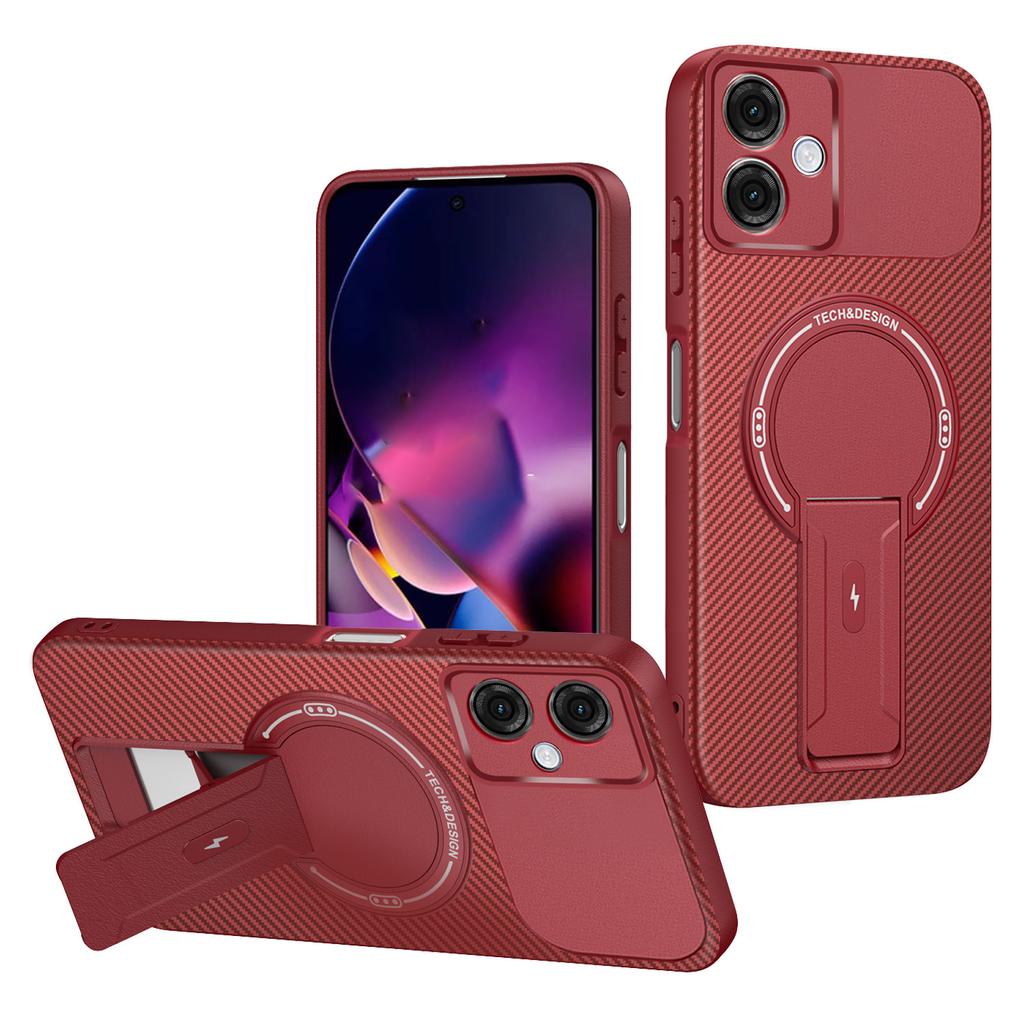 Для Motorola Moto G54 5G Чехол Текстура углеродного волокна ПК+ТПУ Чехол для телефона с подставкой