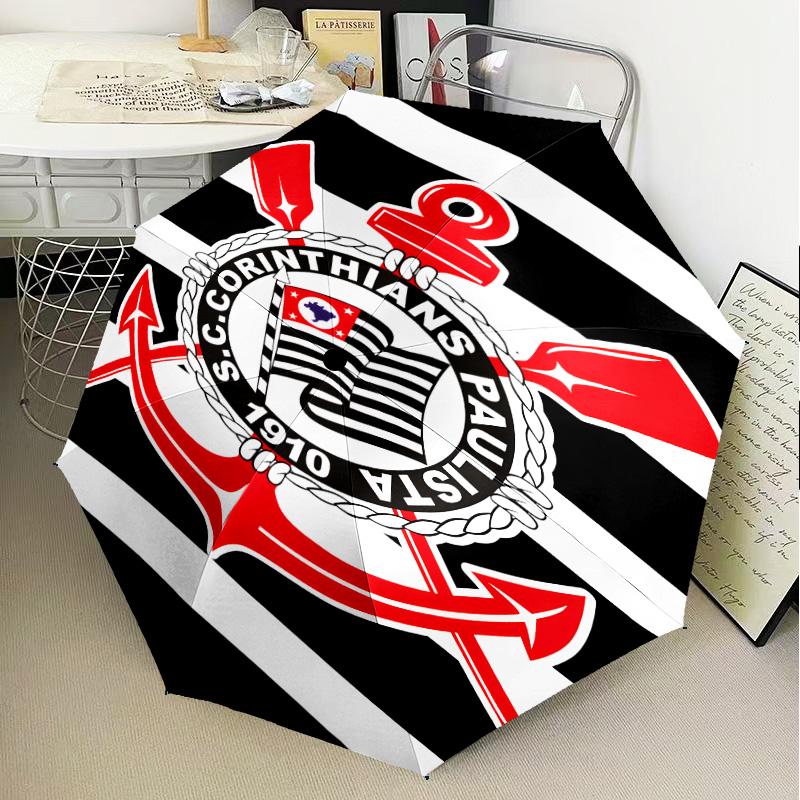 1PC Sport Club Football Crest Printed Umbrella Folding umbrella, automatic umbrella 8-Frame for Travel, camping Fan gifts Christmas Gifts