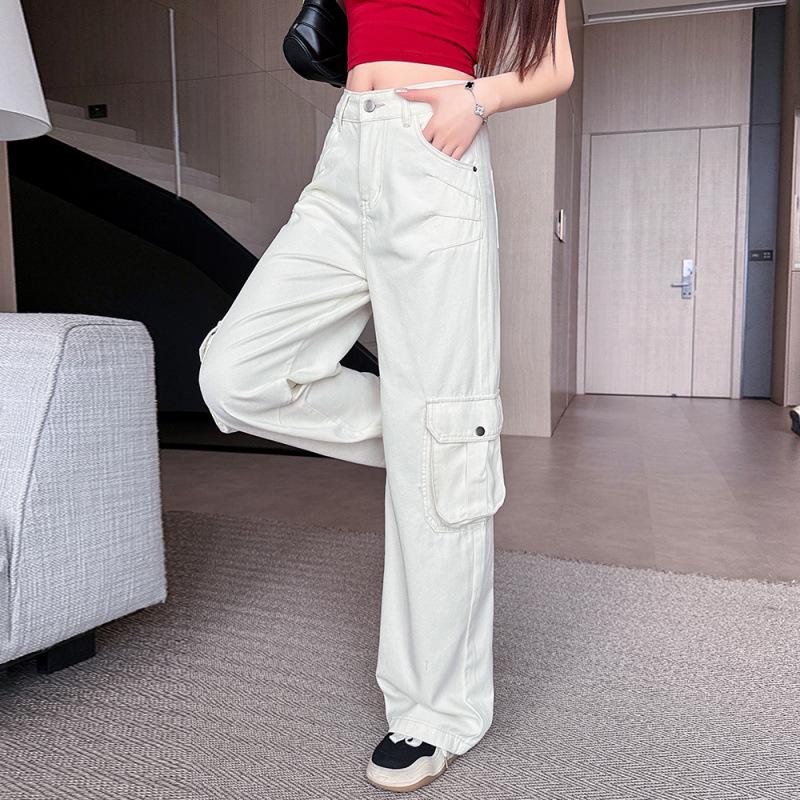Summer versatile denim splicing wide-leg narrow overalls women