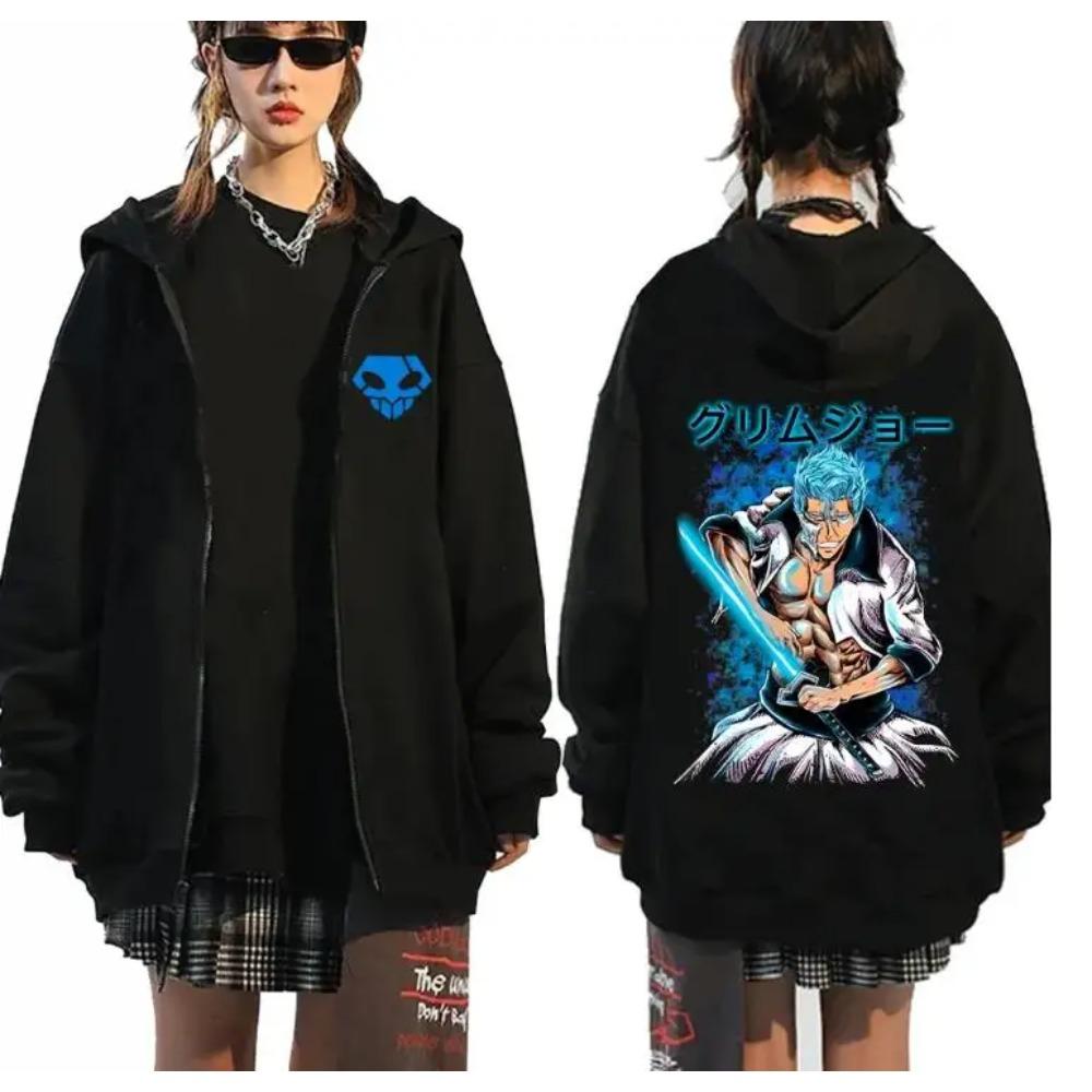 Японское Аниме Блич Куросаки Ичиго Принтованные Толстовки с Капюшоном на Молнии для Мужчин и Женщин Повседневный Свободный Свитшот Харадзюку Куртка на Молнии