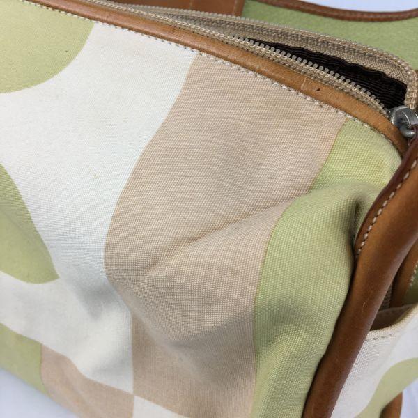 Bally Холщовая и кожаная сумка через плечо Бежевая Лаймово-зеленая Женская(ИСПОЛЬЗОВАЛ)