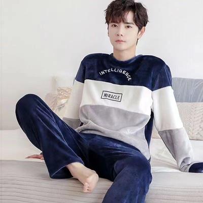 Зимняя мужская пижама, домашний костюм, новый коралловый флис, теплый с длинными рукавами, весенние, осенние и зимние модели мужской фланелевой домашней одежды