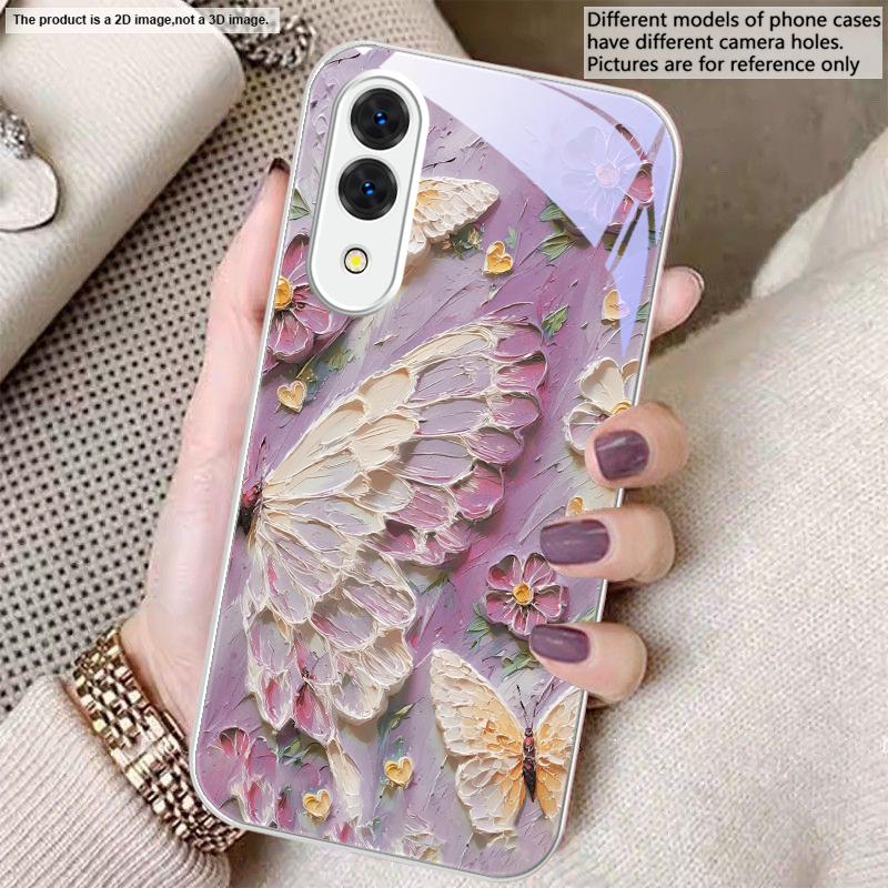 Масляная живопись бабочка Для Samsung S26 S22 S8 S9 S10 S20 Ultra S21 Pro S22 Plus S23 FE S24Ultra S25 Edge S24+ Стеклянный чехол для телефона