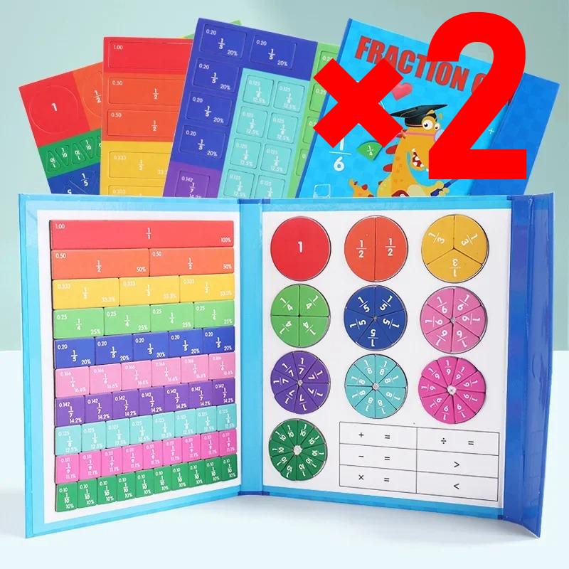 Non-Toxic Montessori Fraction Learning Math Toy Magnetic Arithmetic Teaching Aids Wooden Book Educational Toys For Children Christmas Gift
