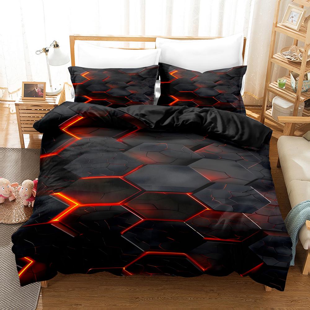 Красочный светящийся полигональный сетчатый узор Постельное белье Комплект Пододеяльник Комплект с наволочками Кинг Квин Твин Двуспальный размер Комплект одеяла