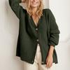 Женский кардиган спереди, на больших пуговицах, легкий свитер, свободный кардиган с V-образным вырезом, вязаная куртка
