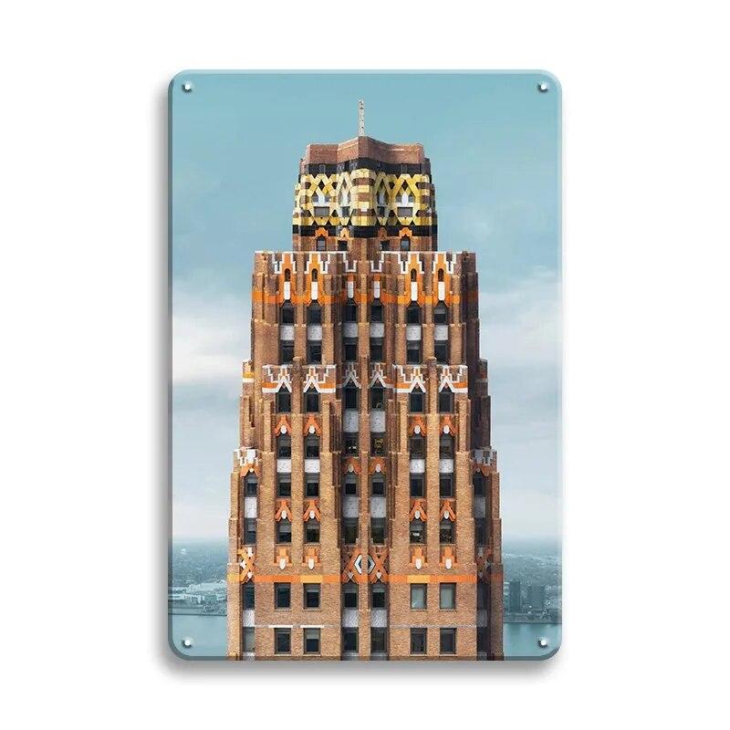 Beautiful City Landmarks Retro Posters Paris Dubai Building View Metal Tin Sign Living Room Bedroom Home Decorative Art Painting