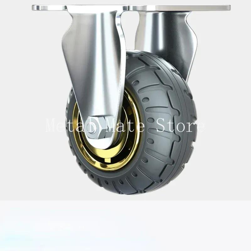 1PCS Universal Soft Rubber Furniture Caster with One-Way Quiet Brake Wheel 3/4/5 Inch for Desk Carts