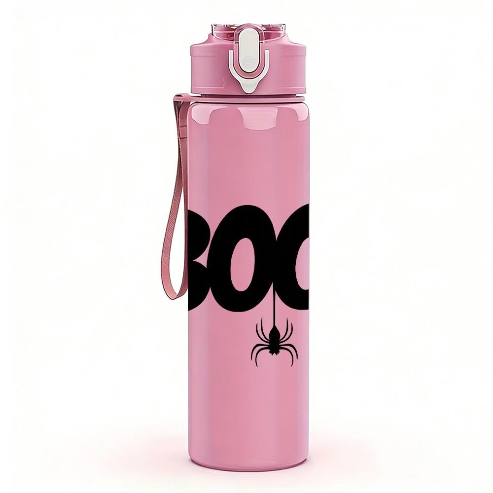 1PC Boo Spider Halloween Art 750ml Color Plastic Sports Water Bottle Leakproof Flip Straw Lid Suitable for Sports Office Home Use