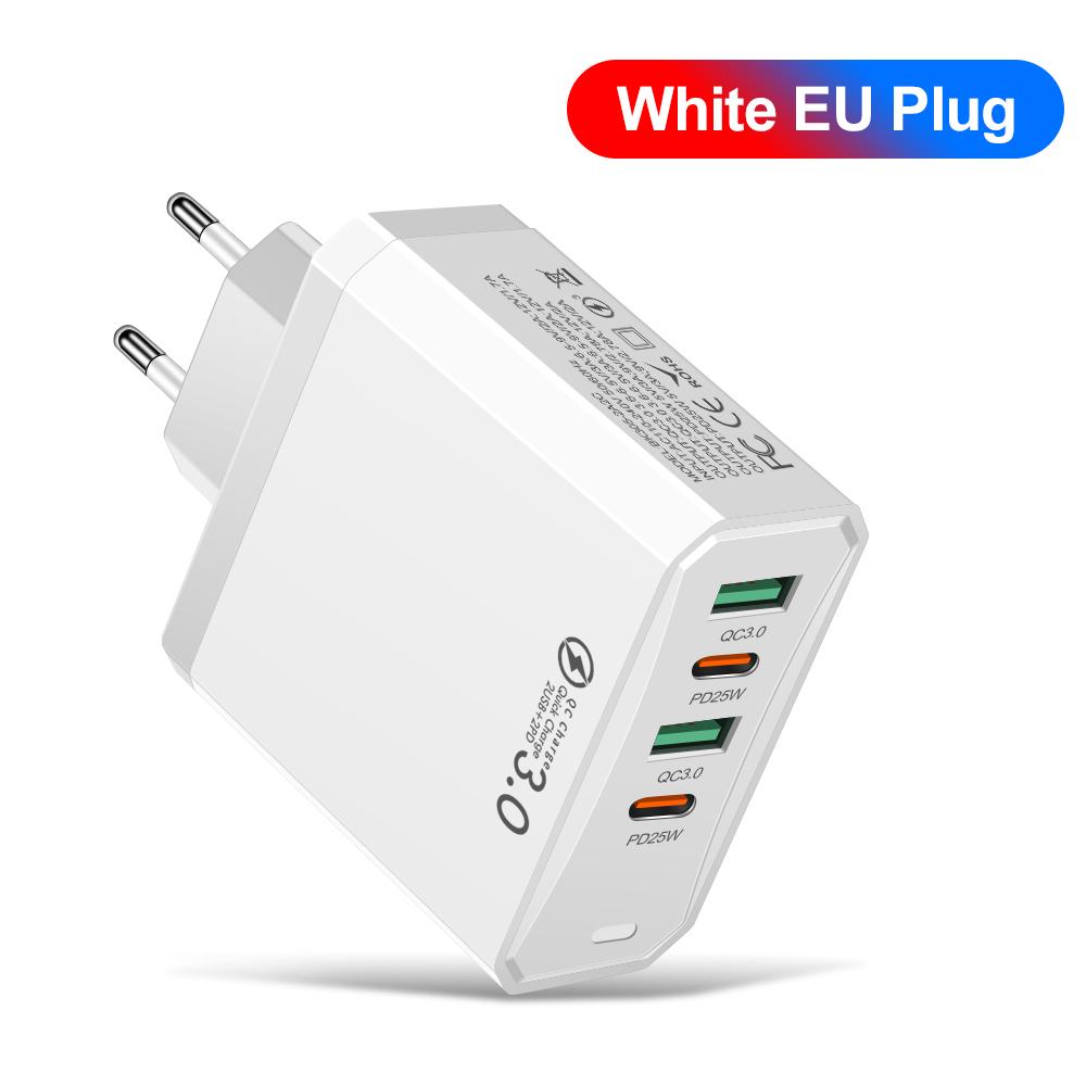 Всего 100 Вт 4 в 1 4 USB 2 Type C быстрая зарядка быстрое настенное зарядное устройство для iPhone Samsung Xiaomi Oppo мобильный телефон адаптер
