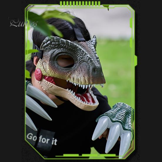 Электрический Головной Убор Головы Динозавра со Звуком Подвижным Ротом Кричащая Голова Дино Хэллоуин Костюм Партии Косплей Крышка Головы Велоцираптора Праздничные Атрибуты