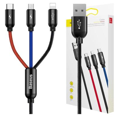 Кабель USB Baseus 3-в-1 USB-C / Lightning / Micro 3A 1.2M (Черный)