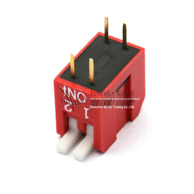 2-Position 2.54mm Pitch DIP Rocker Switch, Direct Plug-in, Side Actuation, Keypad Type (2 pcs)