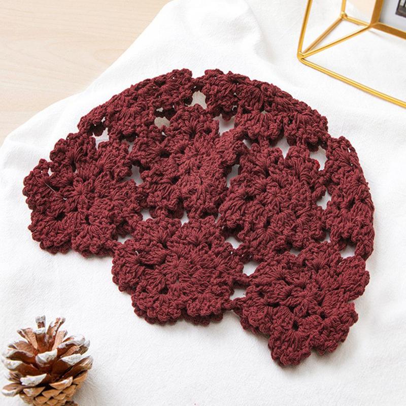 Цветочная вышивка крючком ажурная вязаная шапка французские ретро-аксессуары для шапочки