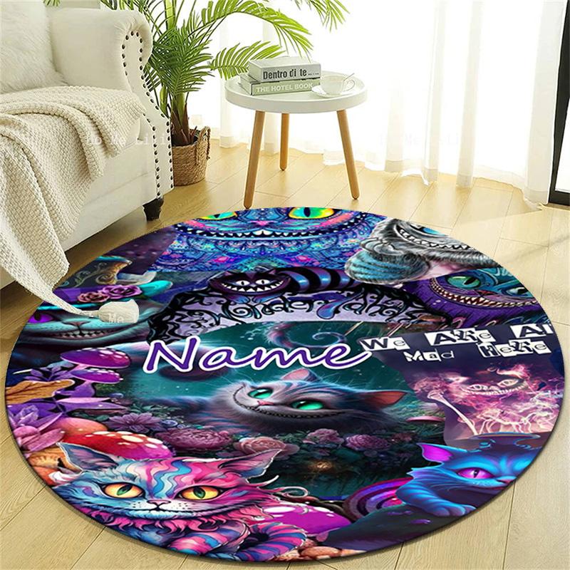 Personalized Cheshire cat Round Chair Office Rug - Perfect for Mat, Office Chair & More - Ideal Gift for Birthdays and Holidays