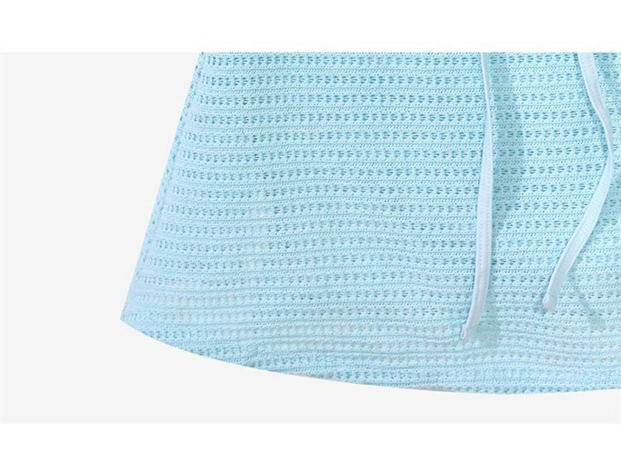 2025 Корейское Сладкое Вязаное Платье с Открытой Спиной: Раздельный купальник Tie-Up Beach Sexy для женщин