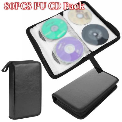 Портативный чехол-органайзер на молнии для DVD и CD, вместимость 80 штук, сумка-конверт для хранения, пылезащитный альбом, кармашки для хранения, портативная сумка для переноски дисков CD VCD DVD