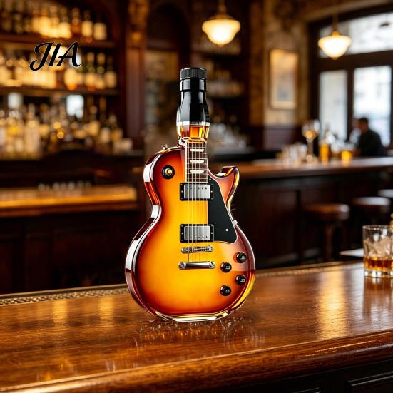 Decorative Guitar Shaped Barware Shape Wine Bottle, Large Capacity Decanter, Screw Cap Borosilicate Retro Decanter Glass Beer for Storage And