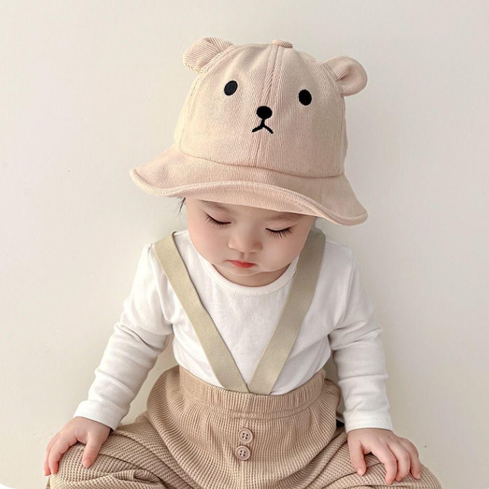 Cotton Baby Bucket Hat Korean Boys Girls Sunhat Lovely Baby Bear Hat Toddler