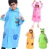 Детский дождевик с капюшоном из ПВХ для мальчиков и девочек, дождевик-пончо, возраст 4–10 лет, розовый, синий, желтый