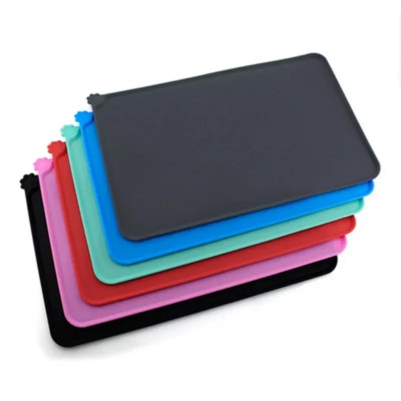 Силиконовый антипригарный водонепроницаемый коврик для кормления домашних животных с высокими бортиками для собак и кошек, лоток для щенков, подставка-коврик для воды