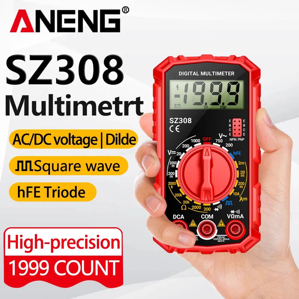 ANENG SZ308 Digital Multimeter Meter Meter Electrician LCD Backlight Ohm Square Wave Test Tools Current Voltage Resistance AC/DC
