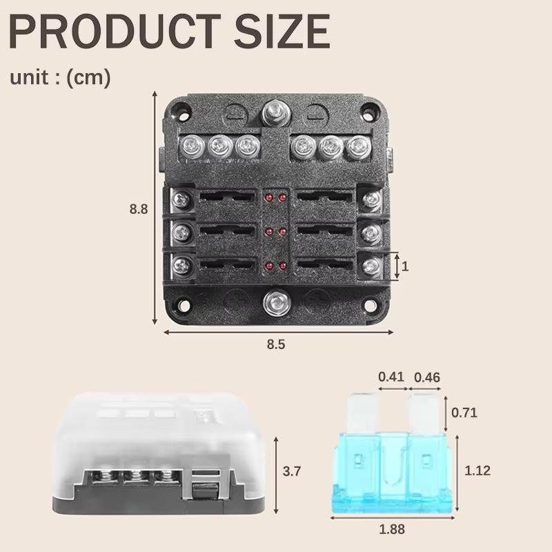 6 Ways Fuse Block With LED Warning Indicator 12V Power Distribution Panel Car Boat Fuse Box Holder With Plastic Cover Fuses4
