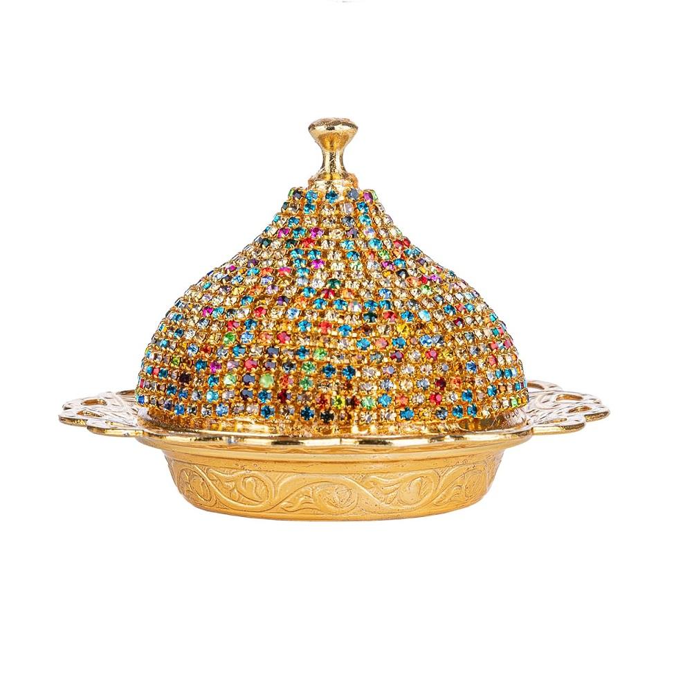 Турецкий кофейный сервиз с хрустальным узором, кофейный сервиз Zamak с камнями, кофейные чашки, сахарница, на 6 персон