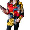 Chiffon Blouse Women Casual Loose Long Sleeve Shirt Tops V-Neck Female Clothing Vacation Style Floral Printed Tops