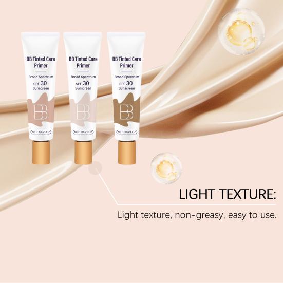 30г BB-крем с тоном SPF 30 Солнцезащитный Консилер Полное покрытие Осветляющий Увлажняющий Разглаживающий BB-крем с тоном Праймер для макияжа Лицевой крем