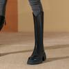 Флисовые сапоги женские зимние с утолщенной подошвой тонкие сапоги женские сапоги-рыцари толстый каблук ретро сапоги женские флисовые с утолщенной подошвой