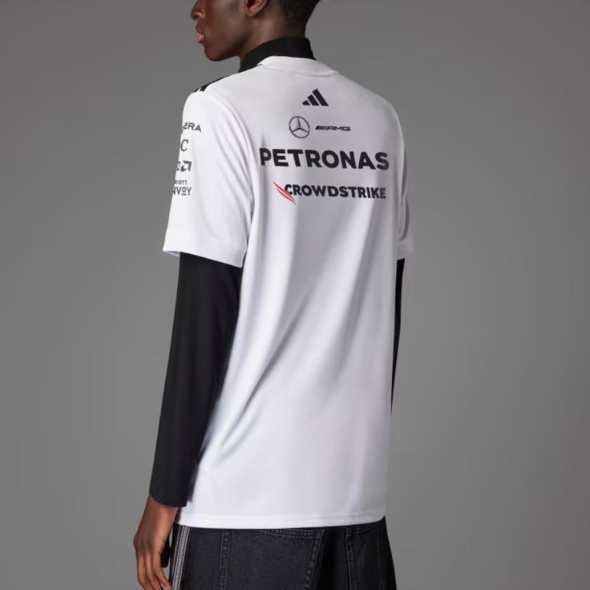 Adidas X Mercedes-Amg Petronas F1 Team Удобная простая мягкая футболка с коротким рукавом для гонок, мужские топы, белые, черные JX5798