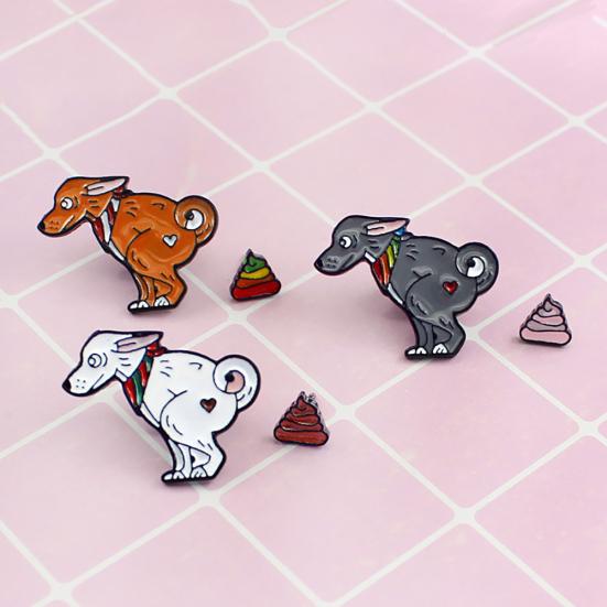 Милая собака Радужный какашка с рисунком животного, значок, детская эмалированная брошь, булавка, ювелирный декор