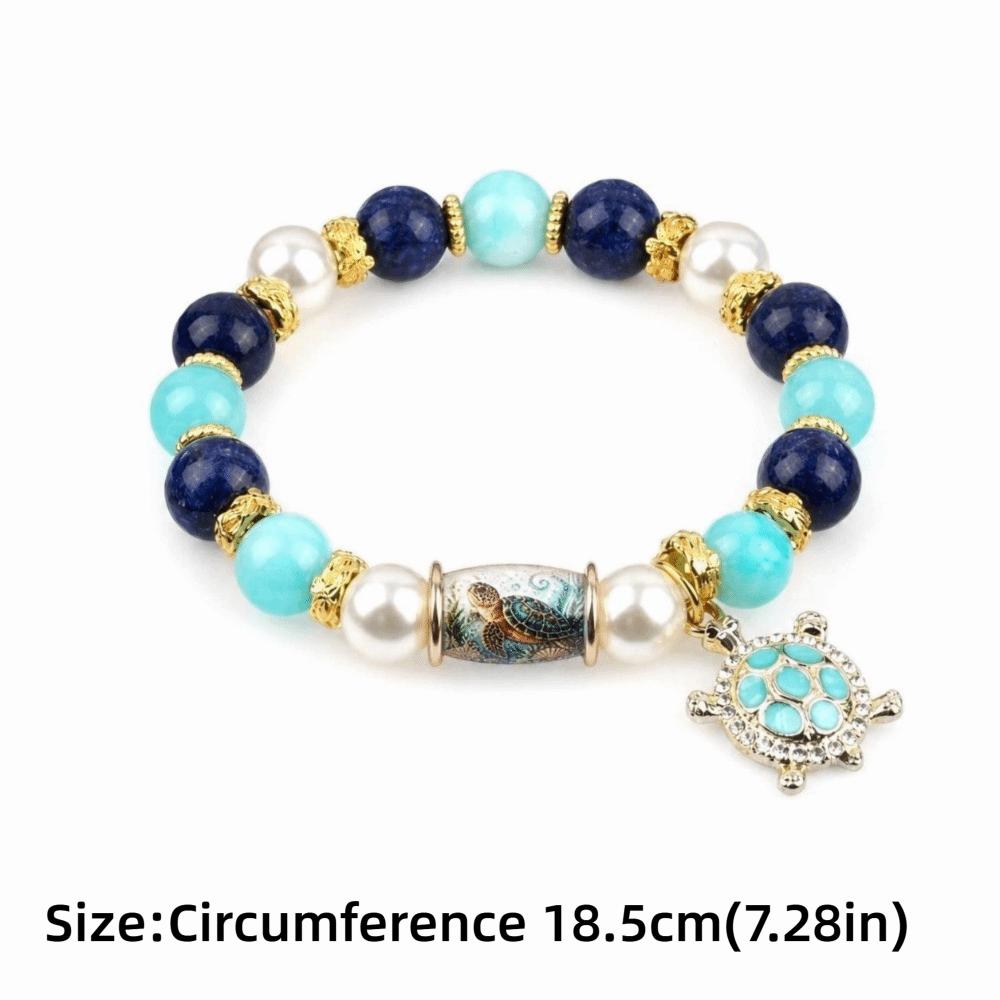 Metal Tube Ocean Themed Bracelet Elastic Floral Print Crystal Bracelet  Party Favors