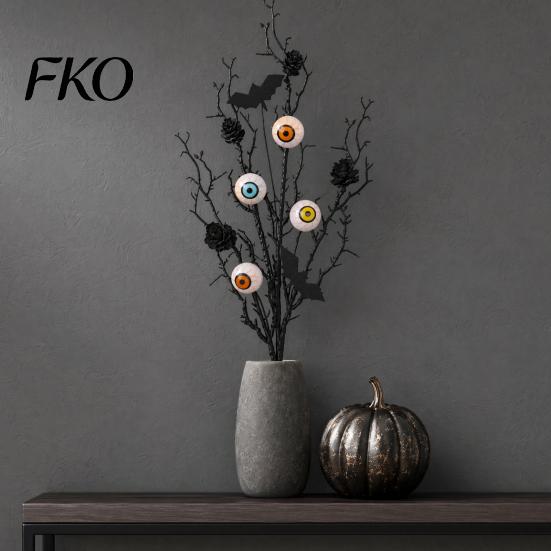 Halloween Artificial Branch Black Branches, Scary Eyeballs Picks with Bats Pine Bat And Eyeball Cones for Gothic Vase Filler, Floral