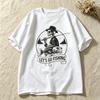 Unisex Casual Short Sleeve T Shirt Skeleton Fisherunisex Lets Go Fishing Distressed Bass Fish Graphic Outdoor Streetwear Tees Y2k Tops