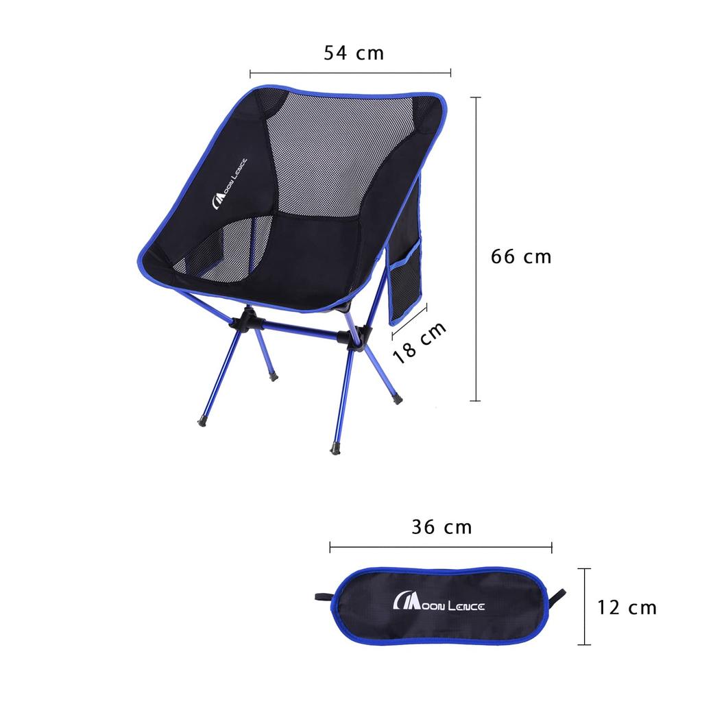 Moon Lence Outdoor Camping Сверхлегкий стул 907 г с хранением Грузоподъемность Темно-синий Набор из 2 стульев, Стул, Складной, Компактный, Сумка, Пеший туризм,