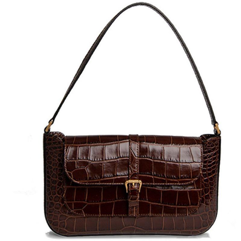 Bag Autumn Crocodile Cross Body Bag Niche Armpit Baguette Shoulder Bag with Genuine Leather