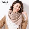Pure Wool Women's Scarf Knitted Plaid Shawl Simple Fashion Trend Warm Autumn and Winter Extended Scarf