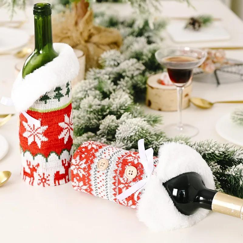 Xmas Navidad Merry Christmas Крышка для бутылки вина Винный мешок Natal Decor Украшение для вечеринки Украшение стола для ужина Подарки Новый год 2025