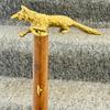 91.44 Cm Brass Fox Handle Sticks Collectible Wooden Walking Stick Cane